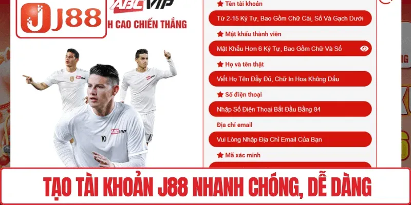 Tạo tài khoản J88 nhanh chóng, dễ dàng